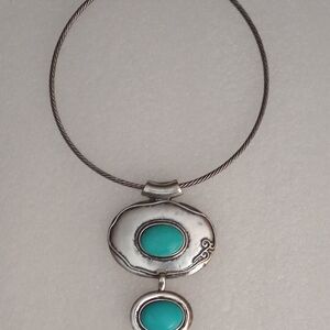 Silver and Turquoise Pendant Necklace